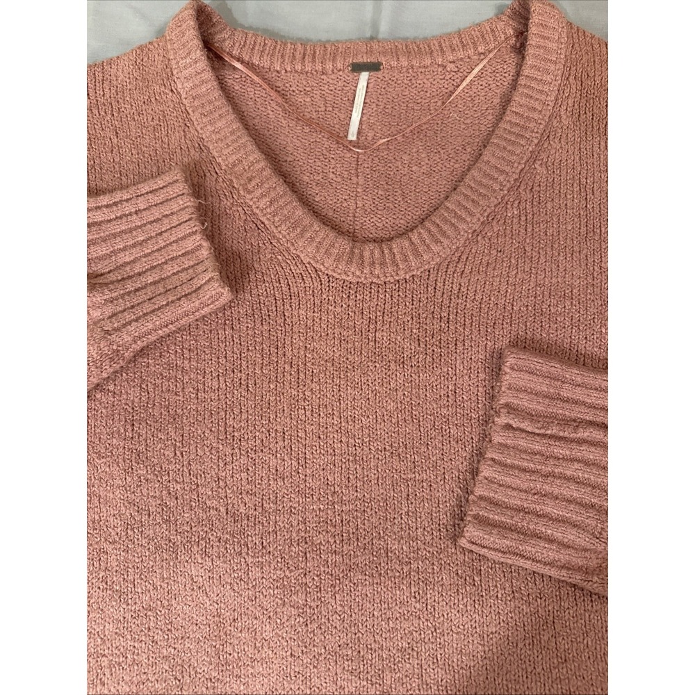 Free People Women's Brookside‎ Sweater Oversized Tunic Pink Size L NWT Reg $128